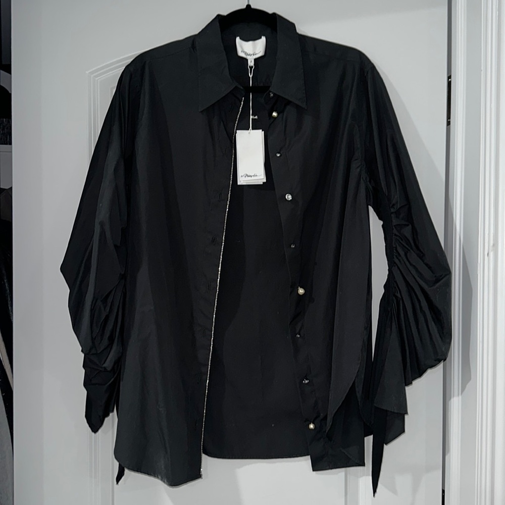NWT Phillip Lim black embellished long sleeve top size 2